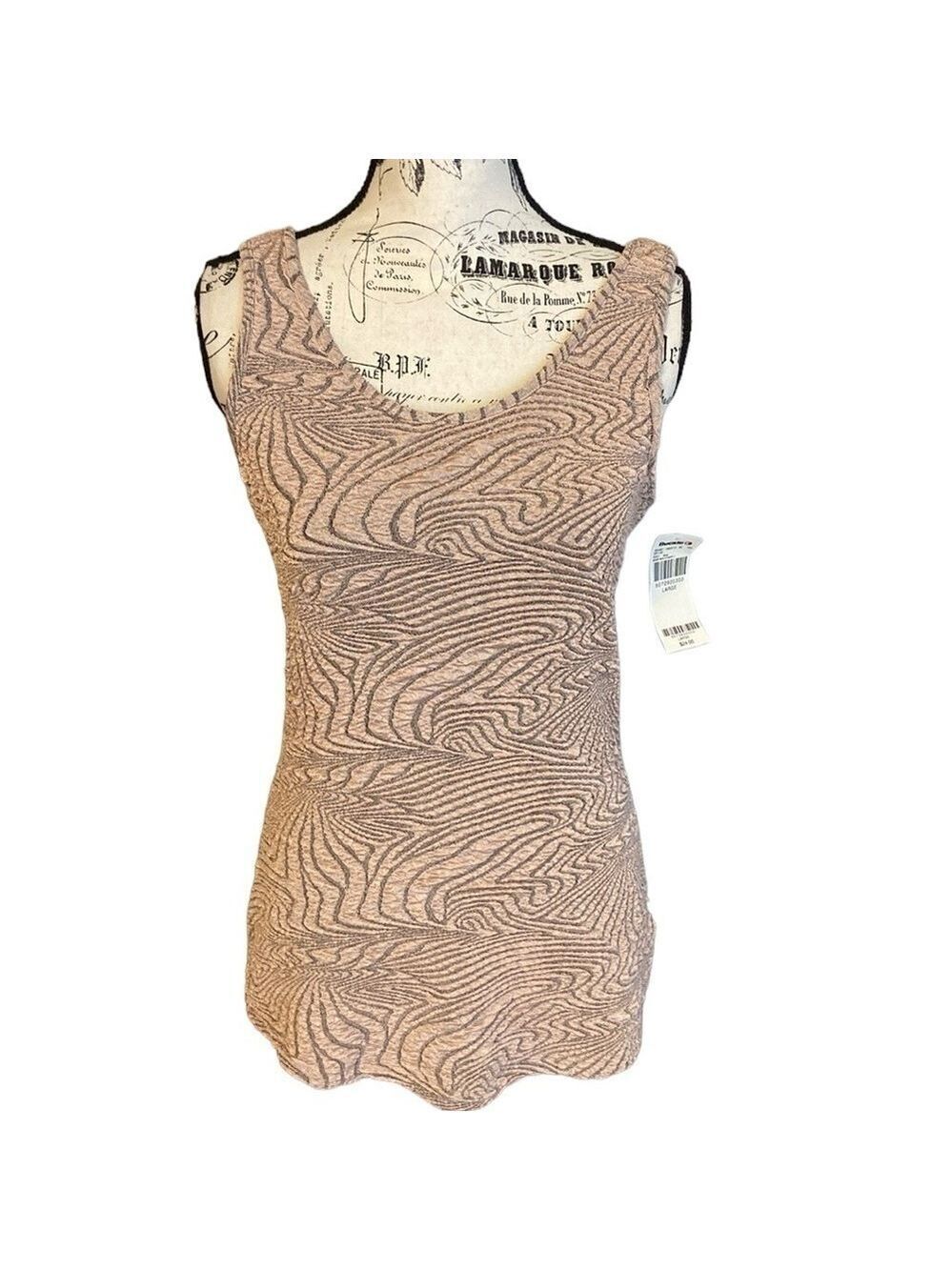 BKE Tank Stretch Knit Form Fitting Pink & Black Size L New